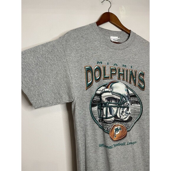 Vintage Miami Dolphins NFL Short Sleeve TShirt Mens Large Gray Short Sleeve 90s - Picture 3 of 6